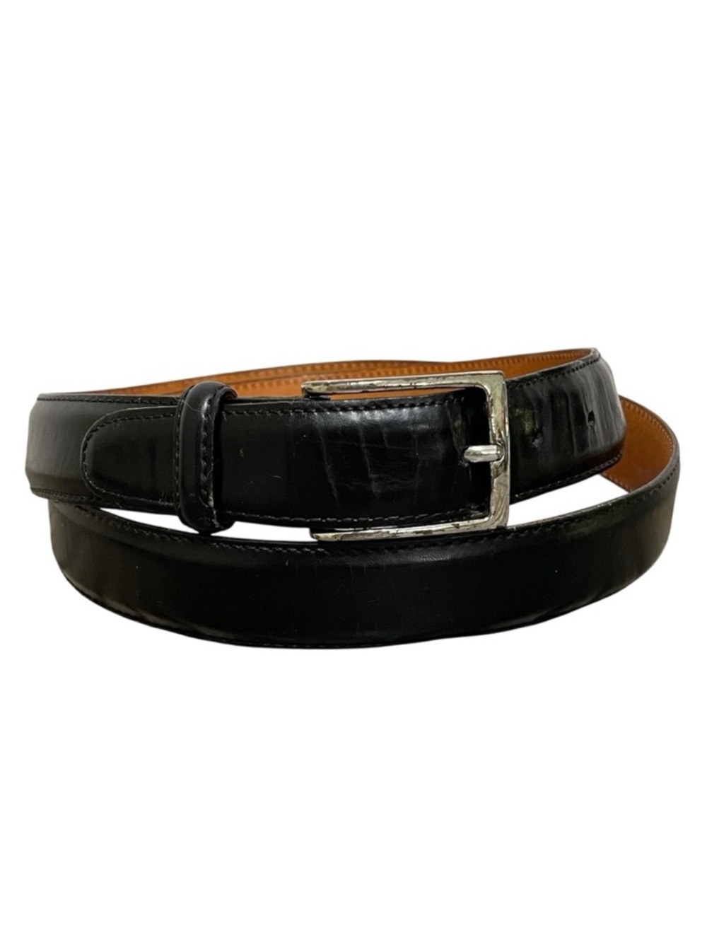 Martin Dingman Black Milled Finish Imported Leather Dress Belt Hand Made Size 42